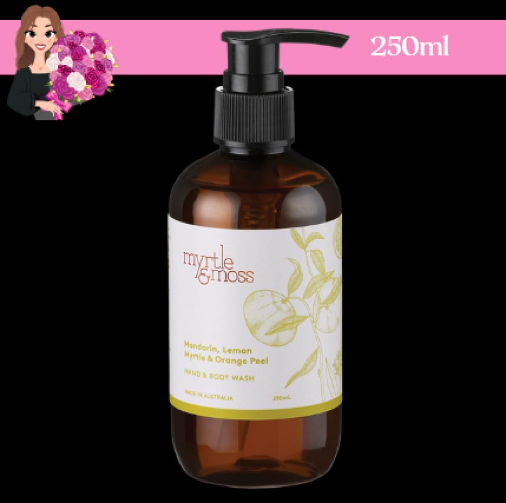 250ml Mandarin, Lemon Myrtle & Orange Peel Hand & Body Wash by Myrtle & Moss , Hidden Florist Sunbury & Macedon Ranges Florist, Victoria