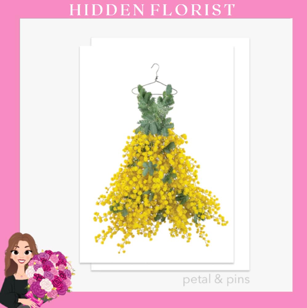 wattle dress greeting card, Petal & Pins Greeting Cards, Hidden Florist, Sunbury