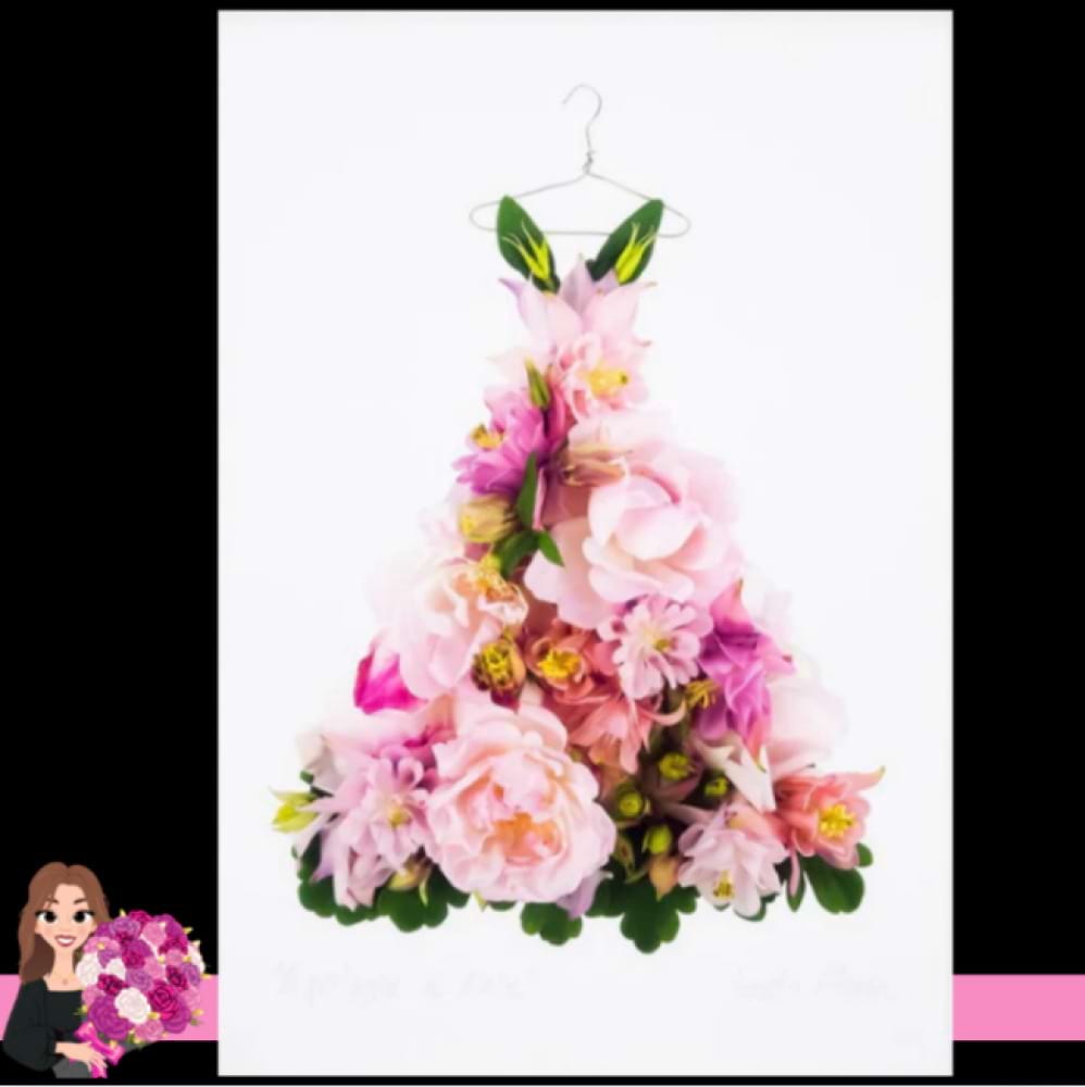 aquilegia & rose dress A3 unframed art print by Petal & Pins Hidden Florist, Sunbury`s Florist, Sunbury & Macedon Ranges, Victoria, Australia