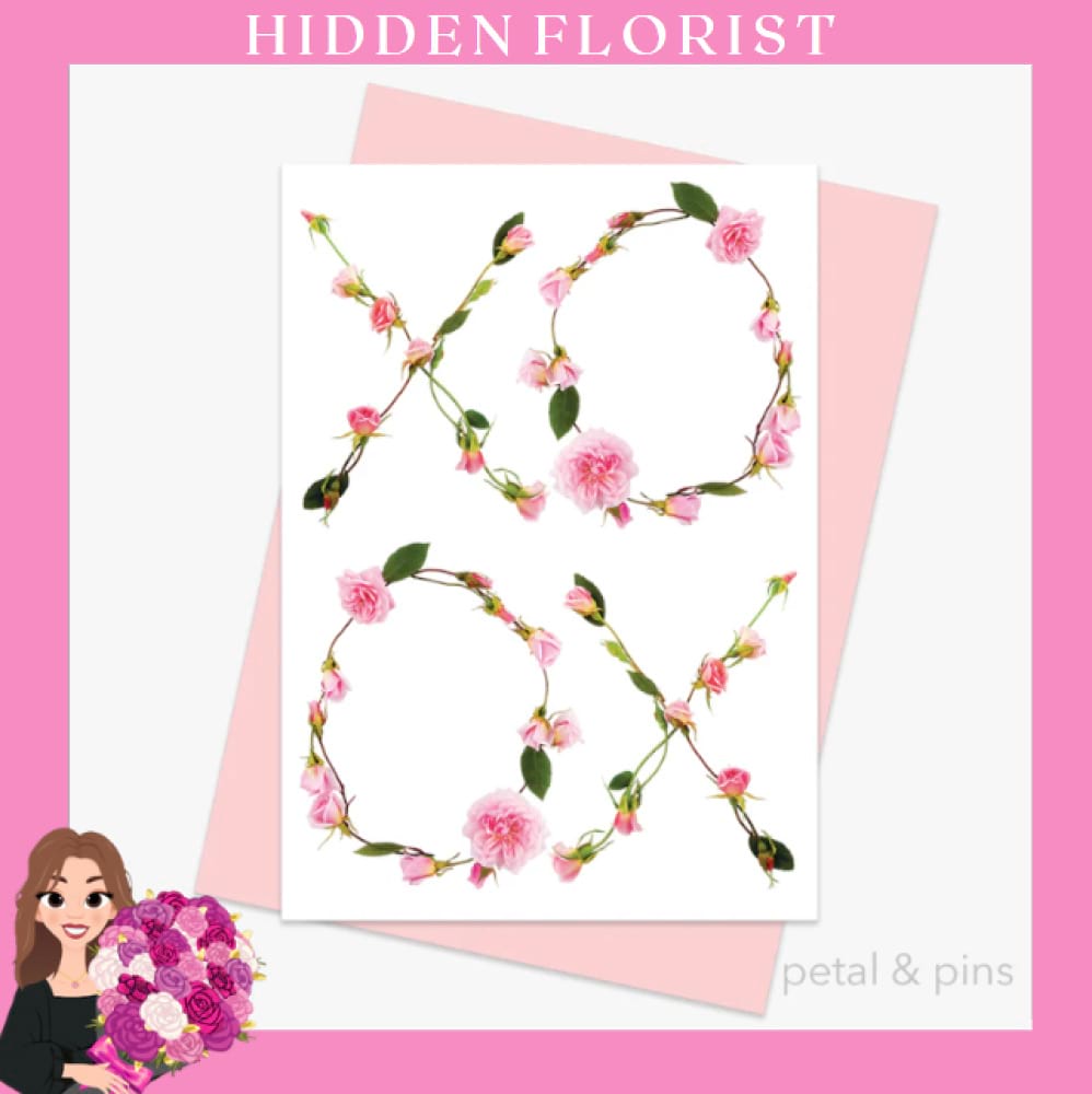 rose kisses greeting card, Petal & Pins Greeting Cards, Hidden Florist, Sunbury