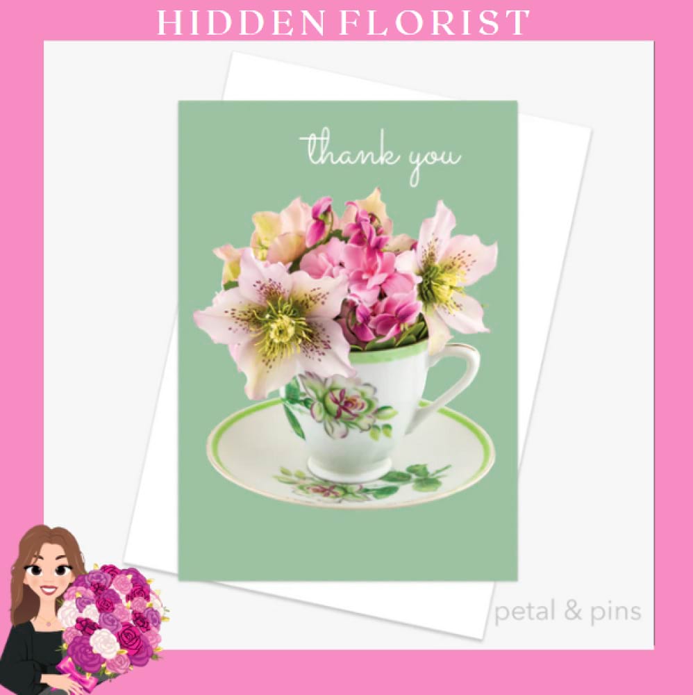 thank you greeting card, Petal & Pins Greeting Cards, Hidden Florist, Sunbury