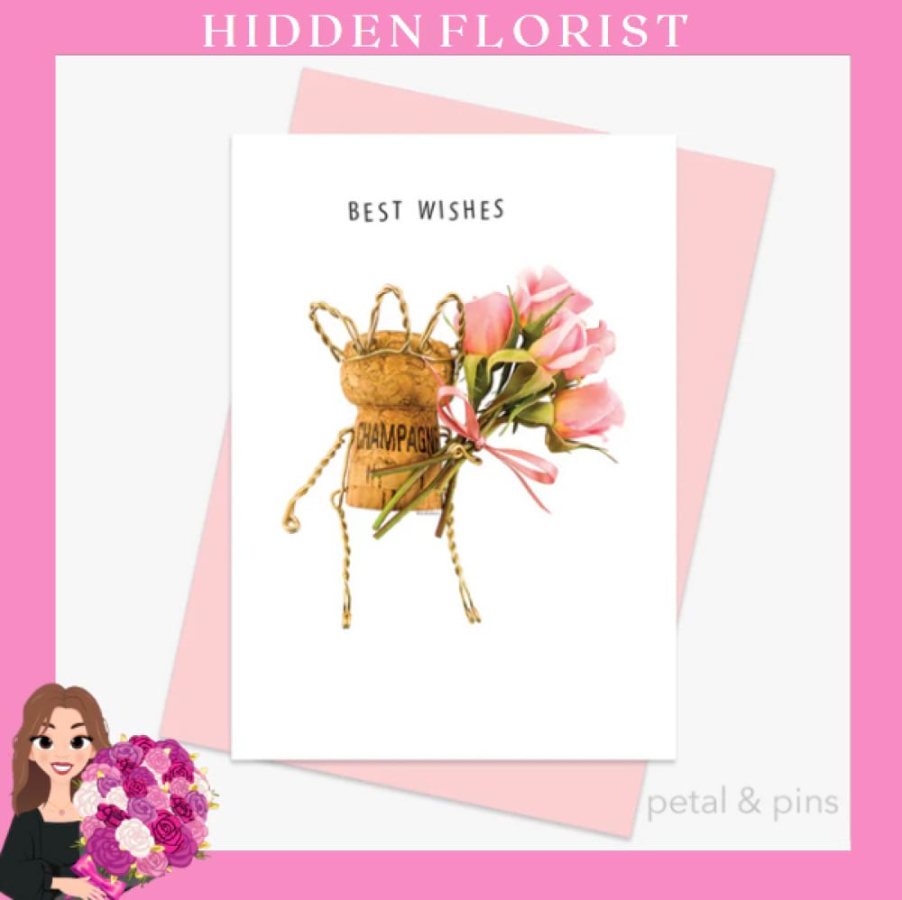 best wishes greeting card, Petal & Pins Greeting Cards, Hidden Florist, Sunbury