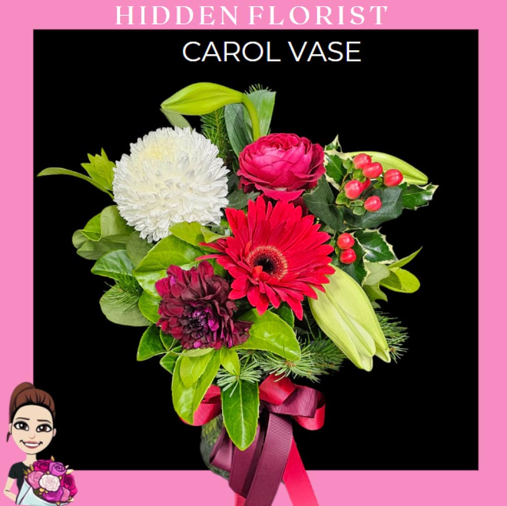 Carol Vase by Hidden Florist, Sunbury, Macedon, Gisborne, Woodend, Romsey, Lancefield, Kyneton, Macedon Ranges, Melbourne, Victoria