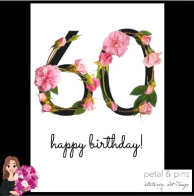 60th birthday card - celebration roses