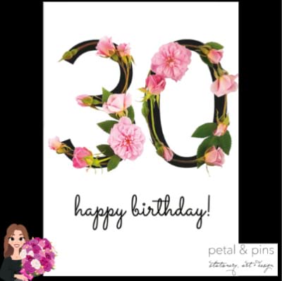 30th birthday card - celebration roses