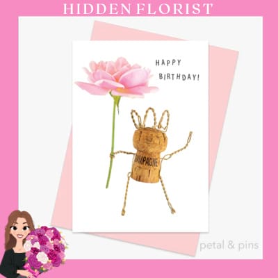 champagne girl happy birthday greeting card