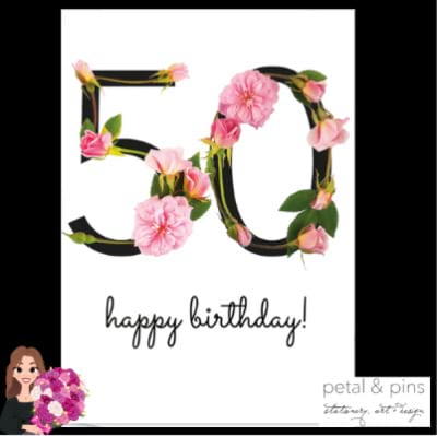 50th birthday card - celebration roses