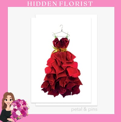 rouge rose dress greeting card