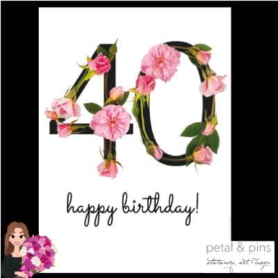 40th birthday card - celebration roses